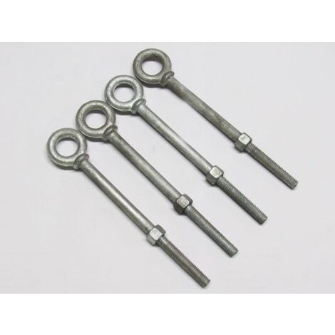X4 5/8" X 4" Galvanised Longshank Eyebolts with Nut - 16MM X 102 MM Shoulder Collared