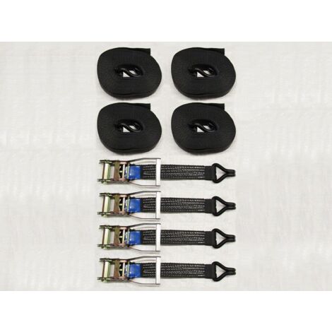 X4 Black 50MM 8M 5 Ton Ratchet Straps - Claw Hook 5000KG Metre Tie Down J Lashing