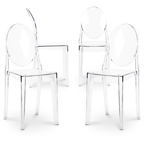 X4 Chaise à manger Victoria Queen Design Transparent Transparent