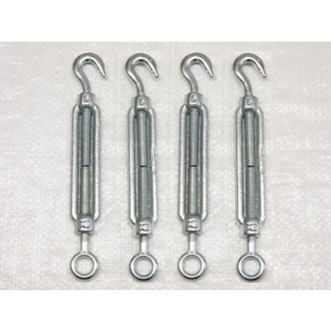 x4 M16 Galvanised Forged Straining Screw Hook And Eye - Caravan Turnbuckle Open Body