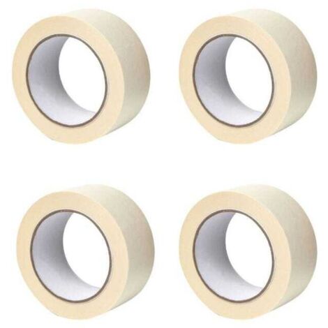 X4 RUBAN ADHÉSIF DE MASQUAGE PAPIER CRÊPE - PROTECTION DES SURFACES LORS DE TRAVAUX DE DÉCORATION PEINTURE - 50MM X 50M - BEIGE