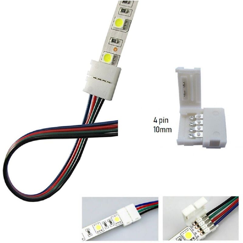 Image of Mille Lucciole - X4pz Connettore a clip 10mm 4 pin per striscia led rgb multicolore strip 5050