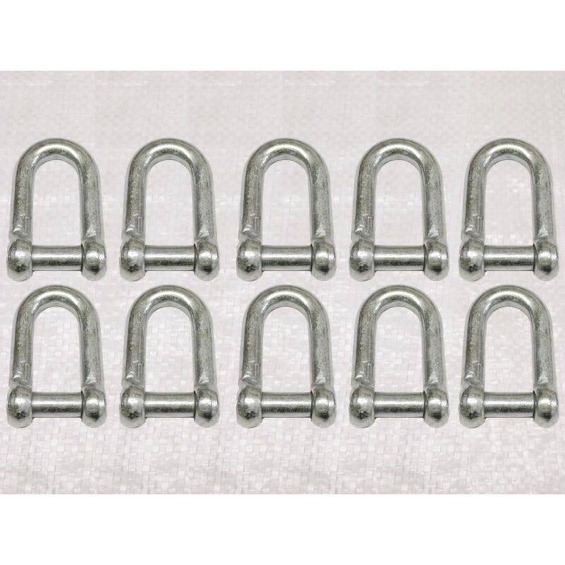 Securefix Direct - x10 16MM Galvanised Commercial Dee Shackles With Countersunk Pin - Chain Connect Caravan Flush