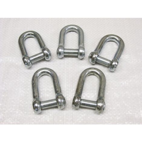 x5 6MM Galvanised Commercial Dee Shackles With Countersunk Pin - Chain Connect Caravan Tether Flush