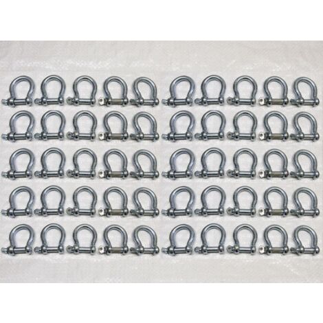 x50 11MM Galvanised Commercial Bow Shackles - Chain Connector Caravan Tether