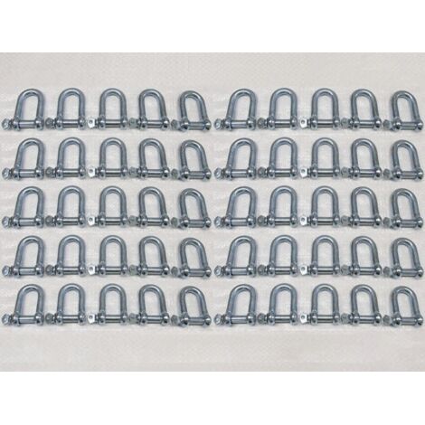x50 3/4" x 7/8" Galvanised Commercial Dee Shackles - Chain Connector Caravan Tether