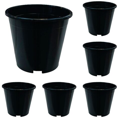 x6 Maceta Redonda Negra de Cultivo. � 19 Cm. 3 L. 6 Unidades