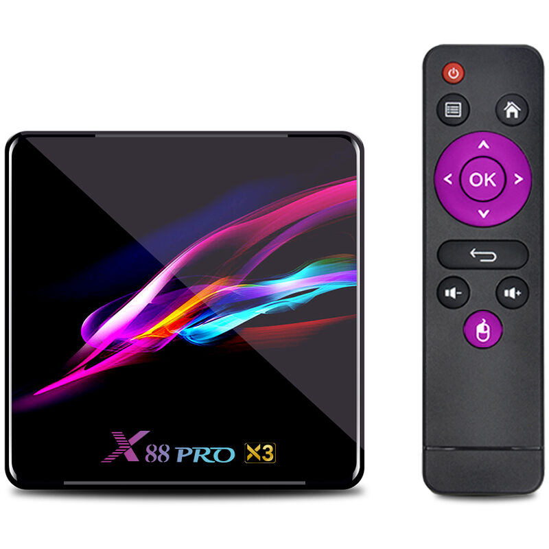 

X88 Pro X3 Smart Android 9.0 TV Box S905X3 Cortex-A55 Quad Core 64 Bit 4GB / 64GB 2.4G y 5G WiFi H.265 VP9 Decodificacion Miracast HD Media Player,