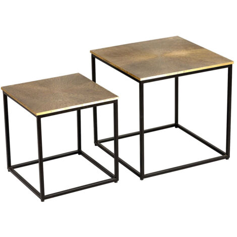 XANDRA - Lot de 2 Tables Gigognes Effet Laiton Vielli