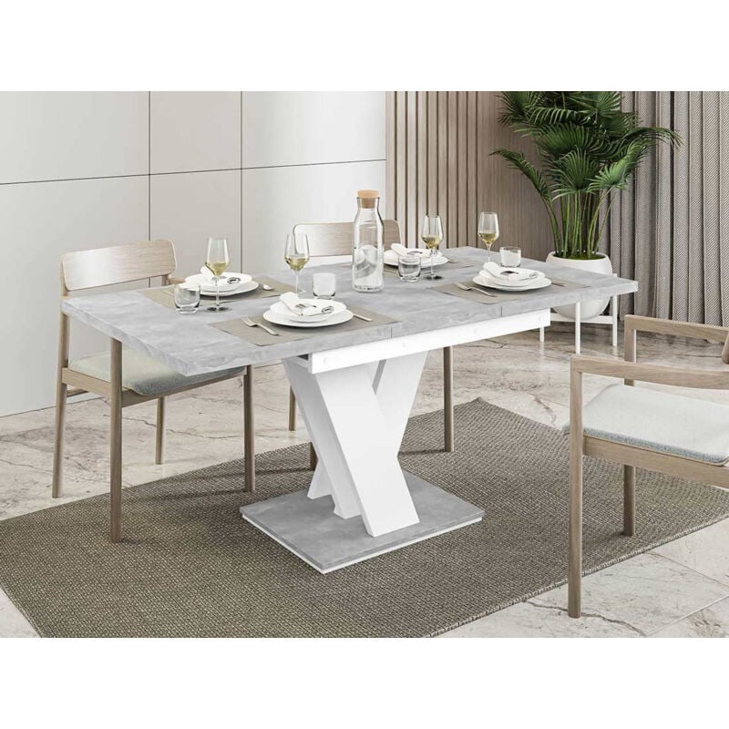 Bestmobilier - Xandriel - table à manger extensible - gris et blanc - 4 à 6 personnes