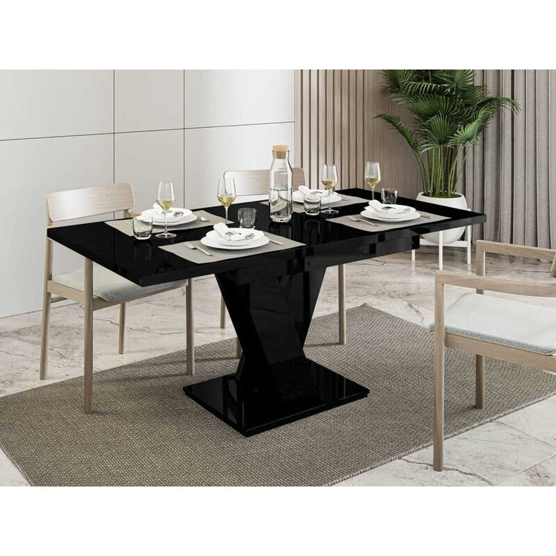Bestmobilier - Xandriel - table à manger extensible - noir - 4 à 6 personnes - noir