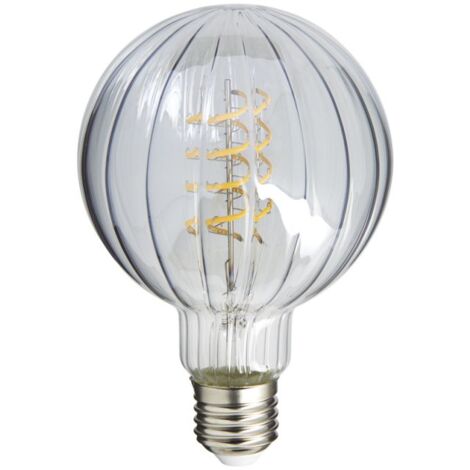 Xanlite - Ampoule Filament LED déco verre ciselé G95, culot E27, 240 Lumens, conso. 3W (equivalence 25W), Blanc chaud - RFDE240B95STRS