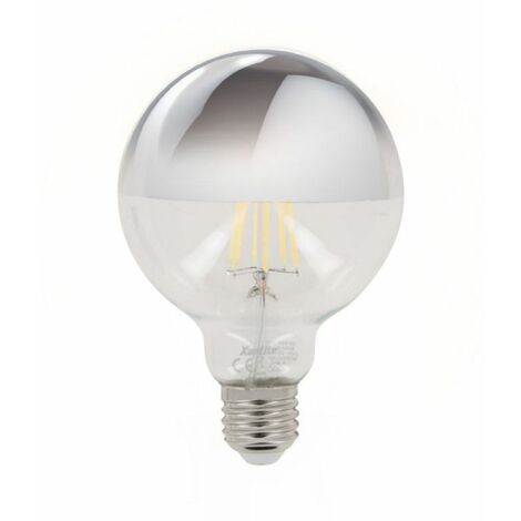 XANLITE - Ampoule LED G95 Silver, culot E27, 8W cons. (60W eq.), 850 lumens, lumière blanc chaud - RFDE850B95TS