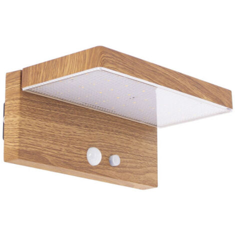 Xanlite - Applique murale Solaire IP44 600 Lumens - Détecteur de mouvements - 3 modes de fonctionnement - Finitions bois - SO1911AW