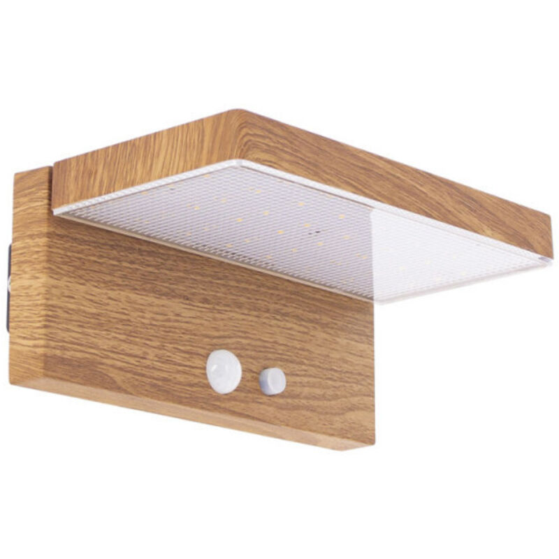 Applique murale Solaire IP44 400 Lumens - Détecteur de mouvements - 3 modes d'éclairage- Effet bois - SO1911AW - Xanlite