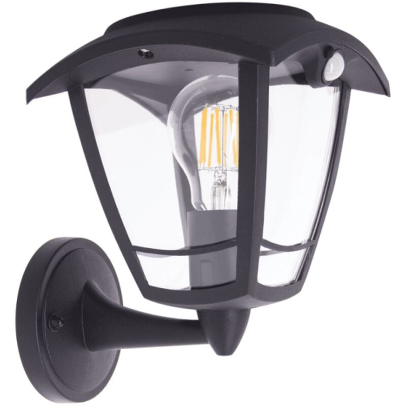 Applique murale solaire rétro led IP44, 400 lumens, détecteur de mouvement, avec ampoule, Noir - SO2011AR - Xanlite