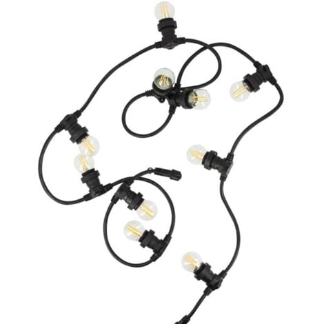 Xanlite - Guirlande Guinguette LED Noire, x10 Ampoules Vintage E27 Incluses, 5m Extensible, Conso 43W - GRL5230VBP45F