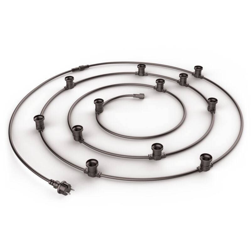 Guirlande led 10M extensible, 10 douilles, compatible ampoules E27 (non incluses) - GRL10230VB - Xanlite