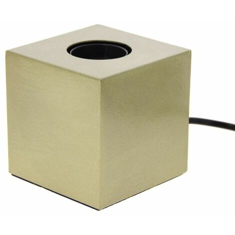 Xanlite – Lampe à poser cube en métal laiton – Compatible culot E27 – Indice de protection IP20 – Puissance 60W max – Design moderne
