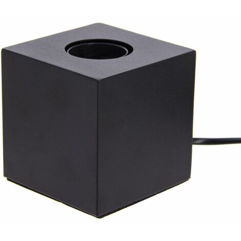Xanlite – Lampe à poser cube métal noir E27 60W – Indice IP20 – Dimensions 85mm x ⌀85mm – Pour ampoules décoratives