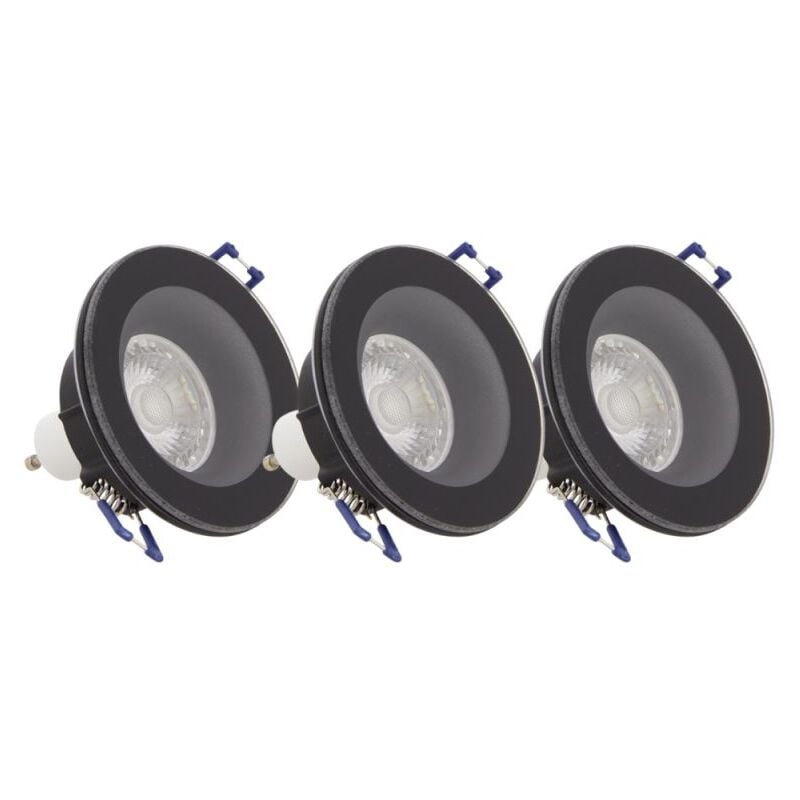 Xanlite - Lot 3 Spots GU10 Cons.4W Eq.40W 4000K Rond Noir IP44 - PAK3SP50RIP44NCW