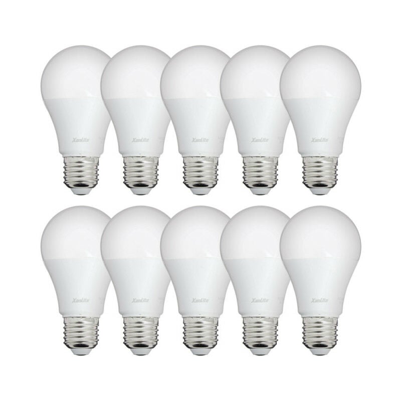 Xanlite - Lot de 10 Ampoules led A60, culot E27, 9W cons. (60W eq.), lumière Blanc Chaud - PACK10EE806G