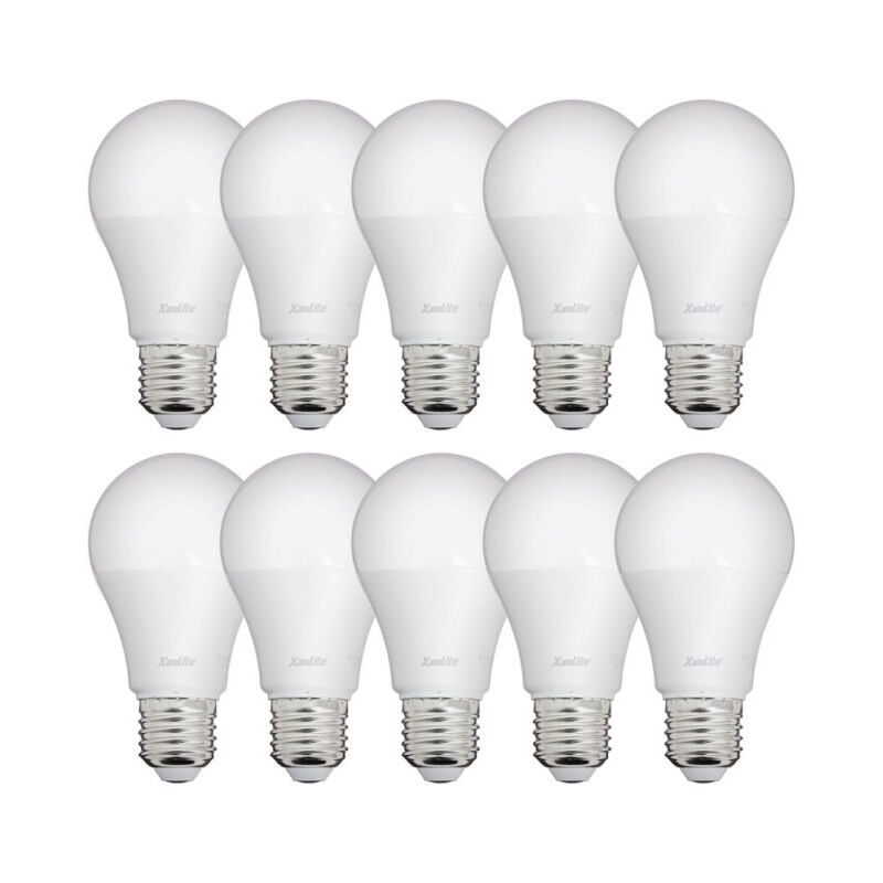 Xanlite - Lot de 10 Ampoules led A60, culot E27, 9W cons. (60W eq.), lumière Blanc Chaud - WPACK10EE806G