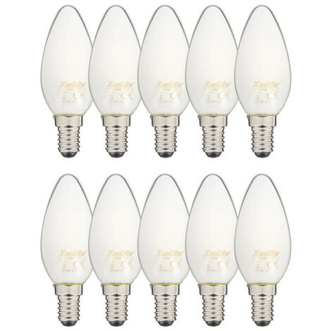 Xanlite - Lot de 10 Ampoules LED Filament B35, culot E14, 6,5W cons. (60W eq.), 2700K Blanc Chaud - RPACK10RFV806FO