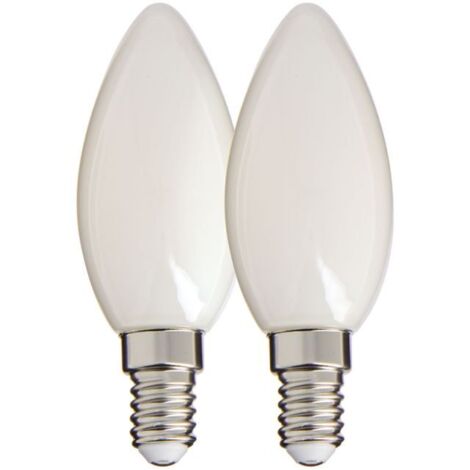 Xanlite - Lot de 2 Ampoules Filament LED Flamme Opaque, culot E14, 470 Lumens, equivalence 40W, 4000 Kelvins, Blanc neutre - PACK2RFV470FOCW