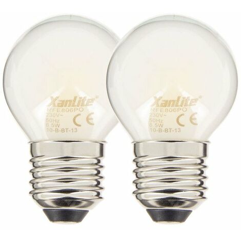Xanlite - Lot de 2 ampoules Filament LED P45 Opaque, culot E27, 806 Lumens, conso. 9W (eq. 60W), 2700K, Blanc chaud - PACK2RFE806PO