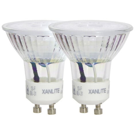 Xanlite - Lot de 2 ampoules LED spots au culot GU10, 5W cons. (50W eq.), lumière blanche neutre - PACK2VG50SCW
