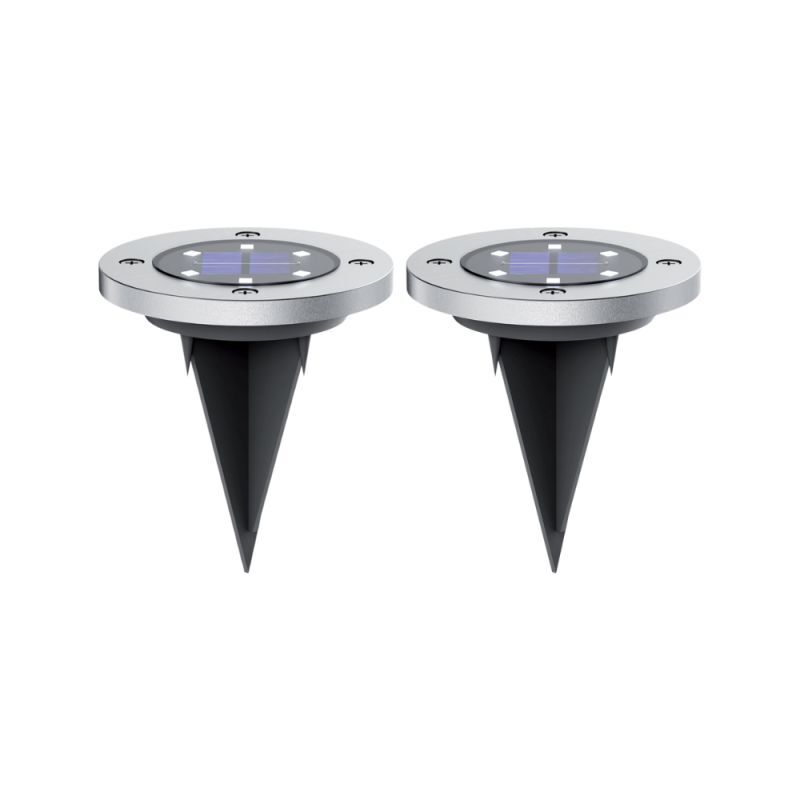 Lot de 2 Spots Solaires 6 LED Blanc chaud IP44 8h d'autonomie Lot de 2 Spots Solaires 6 LED Blanc chaud IP44 8h d'autonomie