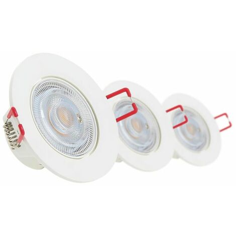 Lot de 3 Spots Encastrable LED Intégrés - Dimmable et Orientable - cons. 5W (eq. 50W) - 345 lumens - Blanc chaud