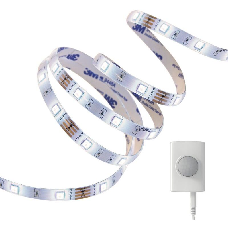 Ruban led lumineux à led Rechargeable - 1 mètre - Détection de mouvement et ouverture de porte - 200 lumens - Blanc neutre - LSAK1RDCW - Xanlite