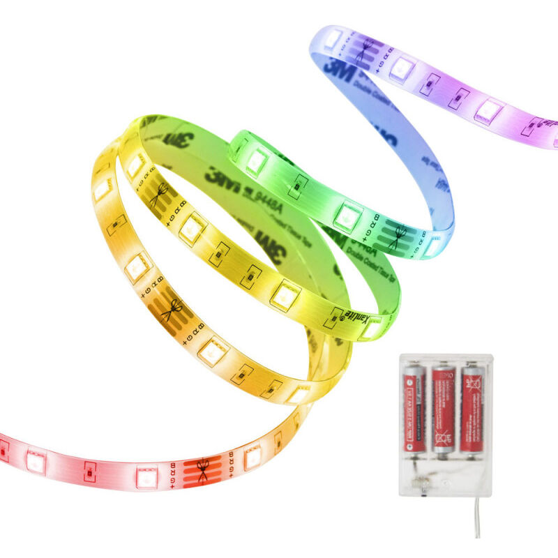 Xanlite - Ruban lumineux led à piles (incluses) - 1 mètre - rvb - LSAK1PIRVB