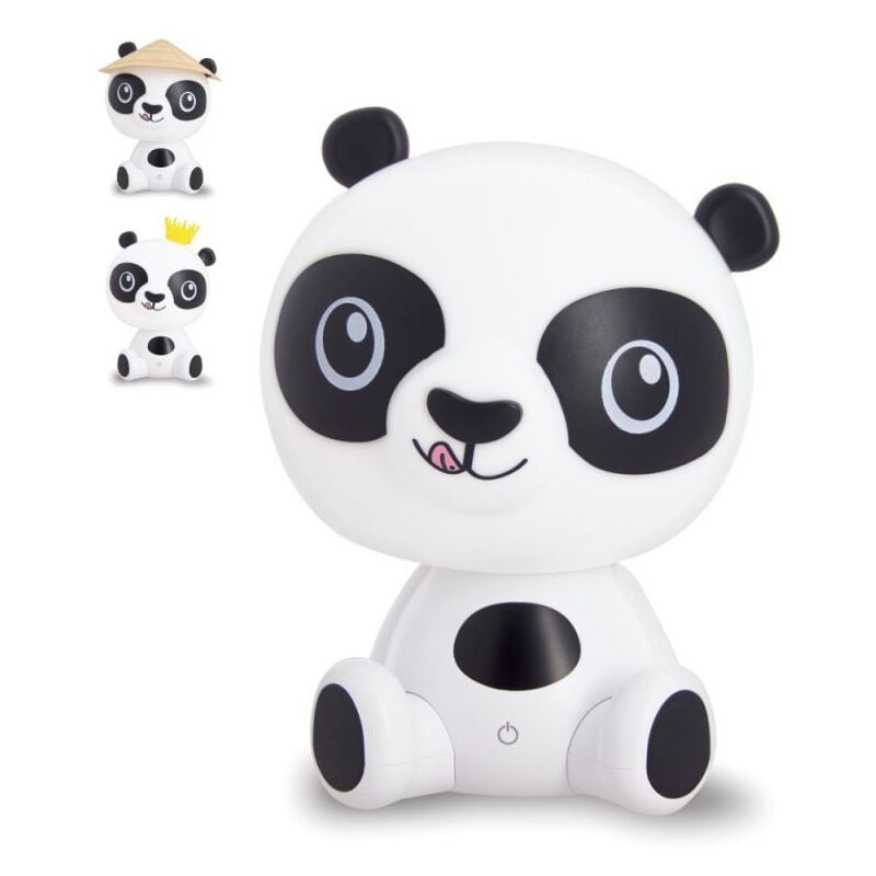 Xanlite - Veilleuse Panda led, intensité variable, 2 accesoires inclus (couronne / chapeau), usb rechargeable, rvb / Blanc chaud - vlpanda