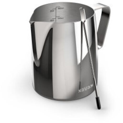 xavax Pot à lait barista avec stylo à latte art, acier inox., 600ml, argenté (00111280)