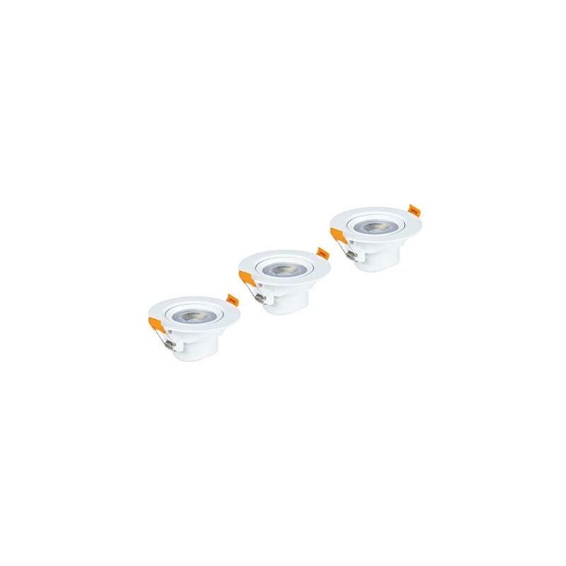 Spot led encast., lot de 3, 5W, 350LM, coul.: blc chd, douille : blanche Xavax 00112694