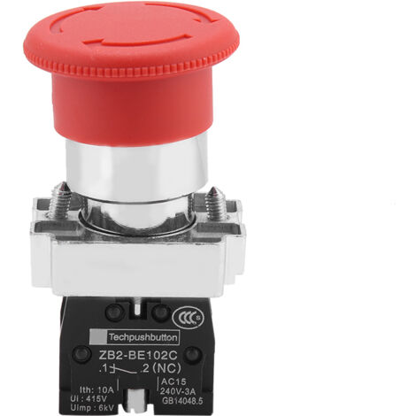XB5 Sicherheitsknopf mit rotem Schild – 2 Not-Aus-Schalter, 22 mm, 10 A, 30 mm Schraubbefestigung