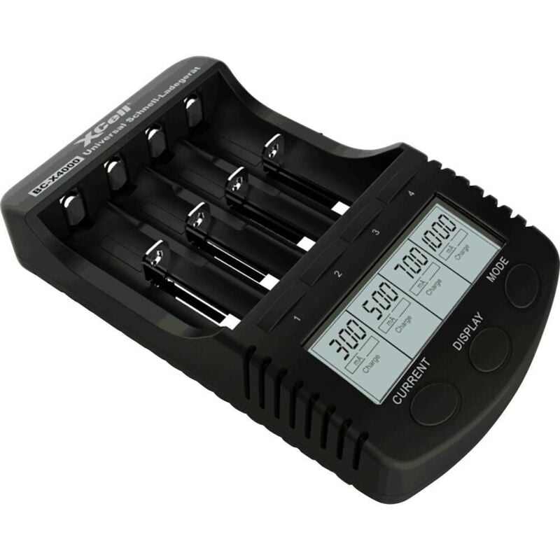 XCell 141863 Chargeur rapide Li-ion, NiCd, NiMH LR6 (AA), LR03 (AAA), LR14 (C), sub-C, 18650, 26650, 26500, 18490, 1750