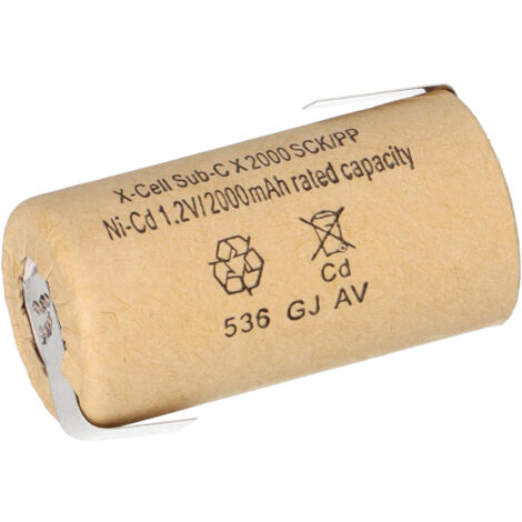 XCell Akku Sub-C 1,2V 2000mAh 2000SCK Z- Lötfahne Pappmantel NiCd