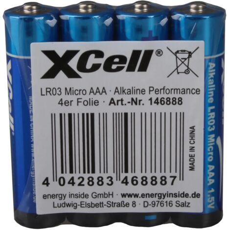 XCell Performance Alkaline LR03 Micro AAA Batterie (optimale Leistung) 146888
