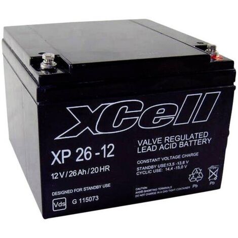 XCell  XP2412 XCEXP2612 Batteria al piombo 12 V 26 Ah Piombo-AGM (L x A x P) 165 x 127 x 176 mm Vite M5 Esente da