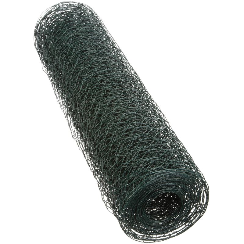 381320 Rete per Recinzione Plastificata a Maglia con Rivestimento per Piante e Animali, Rotolo di 10 m, Verde, 25 x 0.8 x 500 mm - Xclou