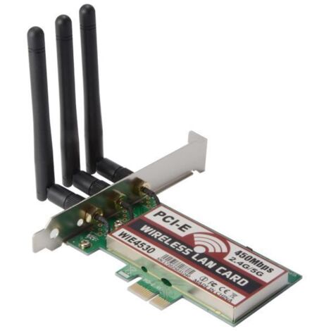 XCSOURCE Carte Wifi sans fil PCI-E Express 450Mbps à Antenne LAN 3pcs pour Windows 7-8-10-XP AC990