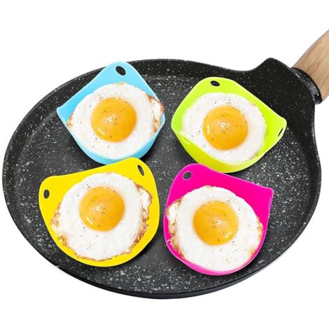 XCWTBL Pocheuse à Oeufs En Silicone Cuit Oeuf Micro Onde, 4 Cuiseurs De Cuisine Antiadhésifs Avec 1 Brosse Huile Pour Ustensiles Cuisine, Vapeur, Fours Micro-ondes, Multicolore