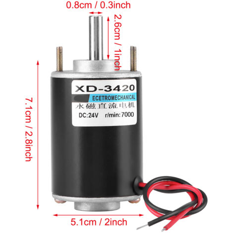 XD-3420 30W Permanentmagnet-Gleichstrommotor, hohe Drehzahl 7000 U/min, 24V, Rechts-/Linkslauf für industrielle Anwendungen
