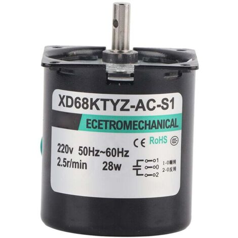 XD68KTYZACS1 Motorreductor síncrono de imán permanente de 220 V CA y 28 W, giro a la derecha/izquierda, 2,5 rpm