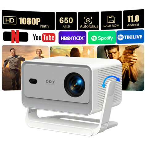 Vidéoprojecteur WiFi Bluetooth Android 11 - Support 4K, Focus électrique, Double Bande 5.8G/2.4G - Home Cinéma Design Vert/doré