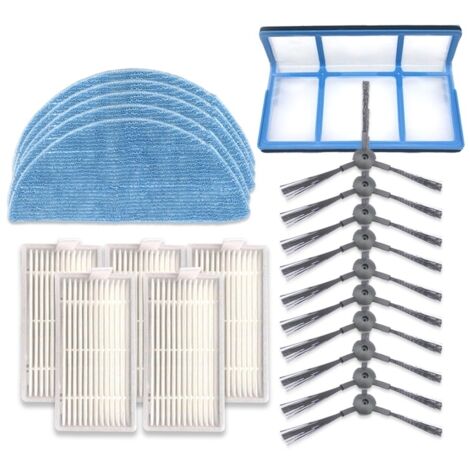 XI240 - Kit Complet (5 Paires Brosse Latérale, 5 Filtres, 5 Chiffons, 1 Filtre Coton) pour ILIFE V5S Pro / V50 / V5S